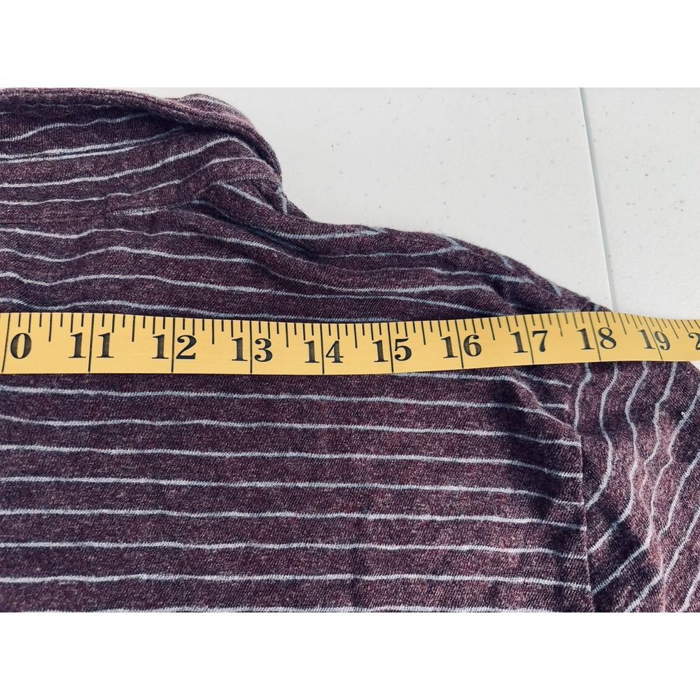 Faherty Brand Men's Large Maroon Blue Striped Cotton Long Sleeve 1/4 Button Polo - Picture 12 of 13